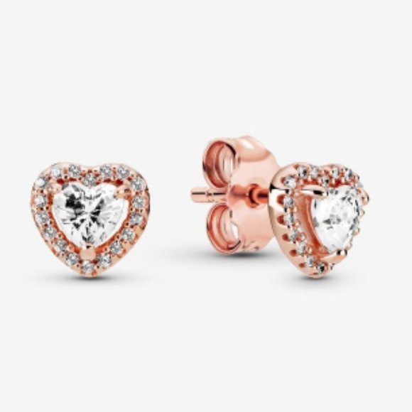 Pandora Jewelry - Sparkling Elevated Heart Stud Earrings in Rose Gold